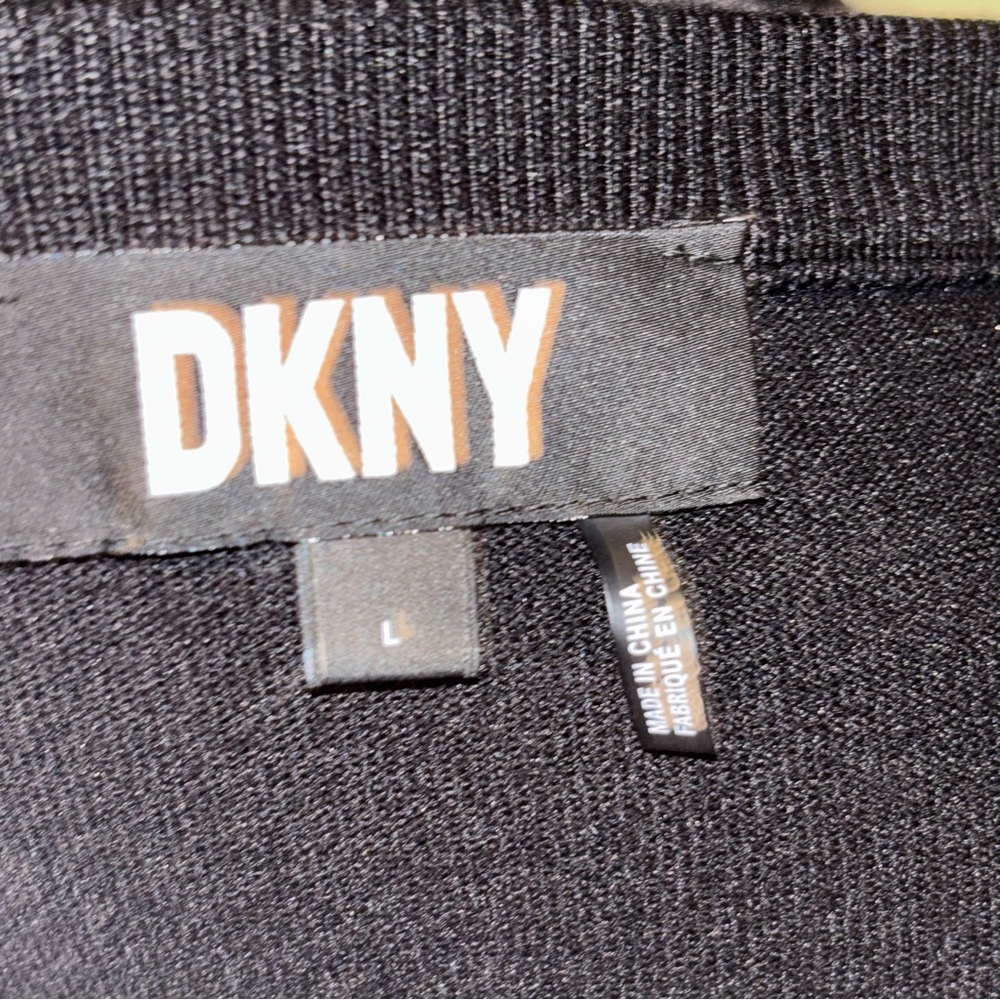 DKNY Womens Ribbed Trim Square Neck Pullover Pleated Shoulder Sweater Sz L - Picture 6 of 8